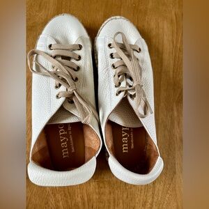 Maypol Spain White Leather Espadrille Sneakers Lace Up Casual Shoes